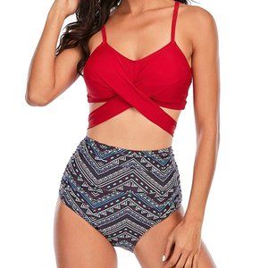 Sz XL Bikini Sets with Push Up Top High Waist Bottom X002QRECPF